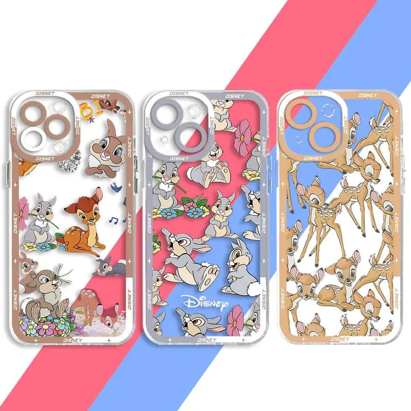 Cute Disney Bambi Littl Deer Puzdro pre iPhone 15 14 13 12 Mini 11 Pro Max x XR XS MSX 6 6S 7 8 SE Plus Clear Fundas Cover
