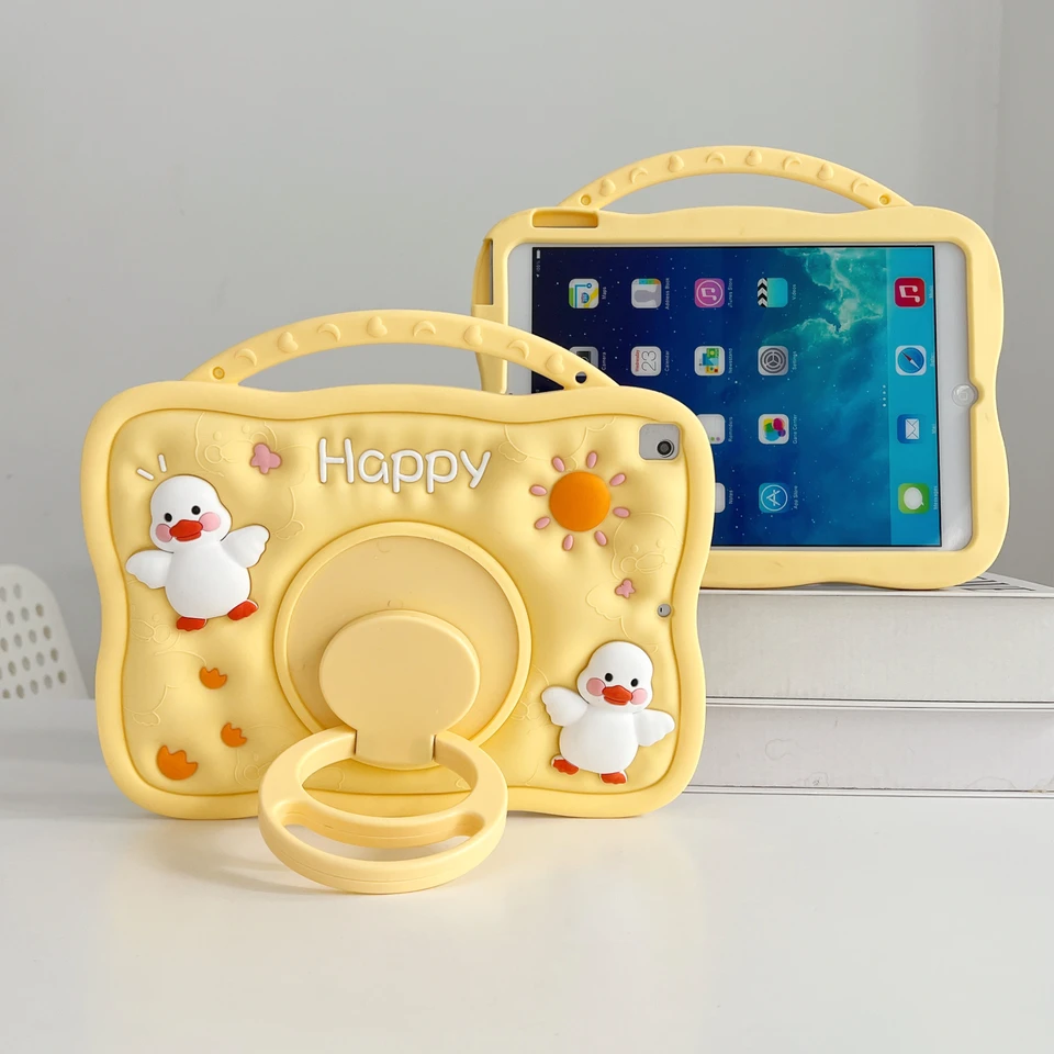 Cute Duck Case pre iPad Air Pro 11 2024 2018-2022 Air 4 5,9 10th 10.2 7. 8. 9. Pro 10,5 9,7 Kryt pre deti pre mini1 2 3 4 5 6