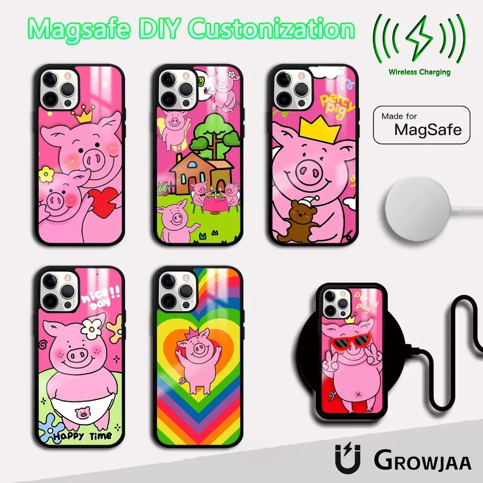 Cute Funny Percy Pig Sugar Puzdro pre iPhone 16 15 14 13 12 11 Pro Max Plus Mini Magsafe Mirror Wireless Magnetic Cover