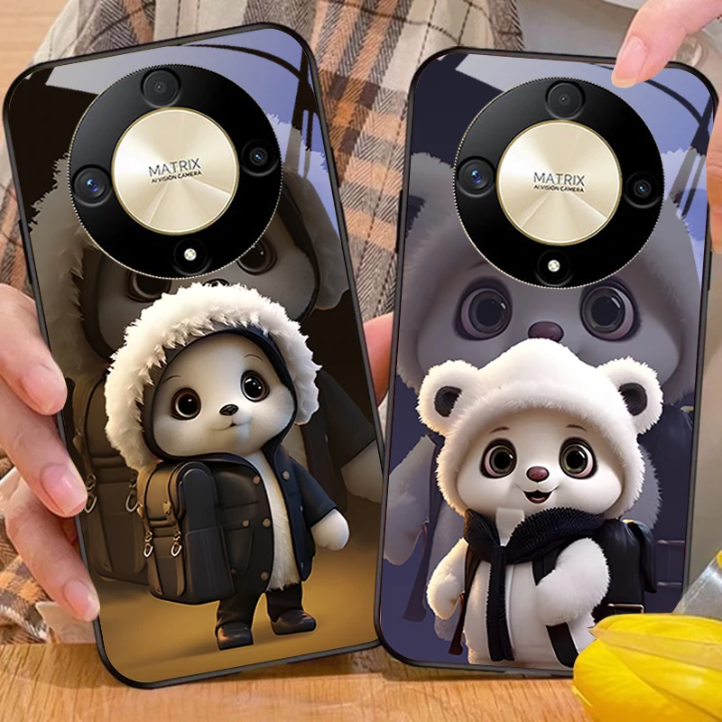 Cute Little Panda for Honor Magic 6 50 70 90 Lite X7B 200 Pro Nova 10 Nova 5T X6 P30 Pura 70 Ultra temperovaný sklenený telefón