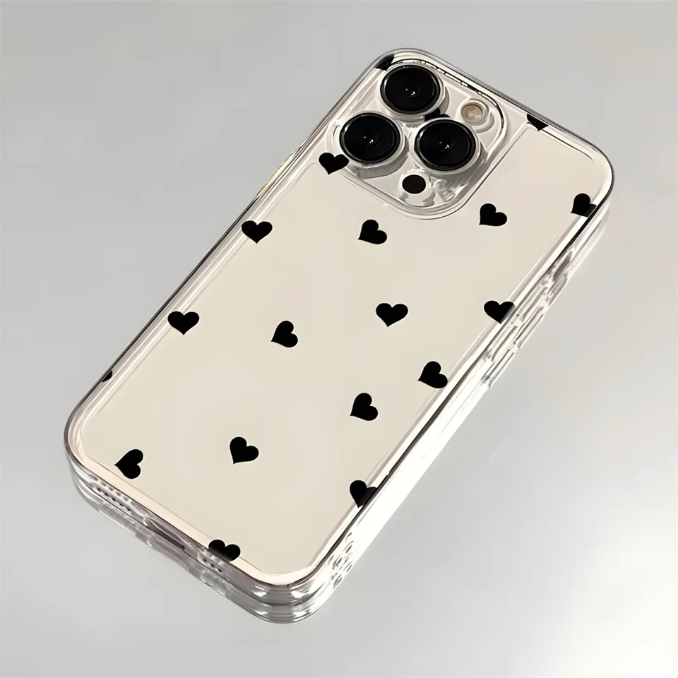 Cute Love Heart Clear Case pre iPhone 16 15 plus 11 12 13 14 Pro Max Xr Ultra Thin Anti-Scratch Mäkký silikónový kryt pre Girl Kid
