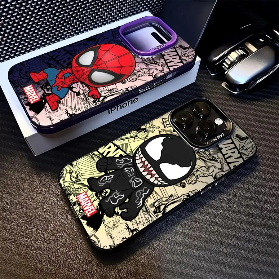 Cute Marvel Black Panther Spiderman Puzdro pre iPhone 11 12 13 14 15 16 Pro Promax 14 15 16 plus fonda puzdro