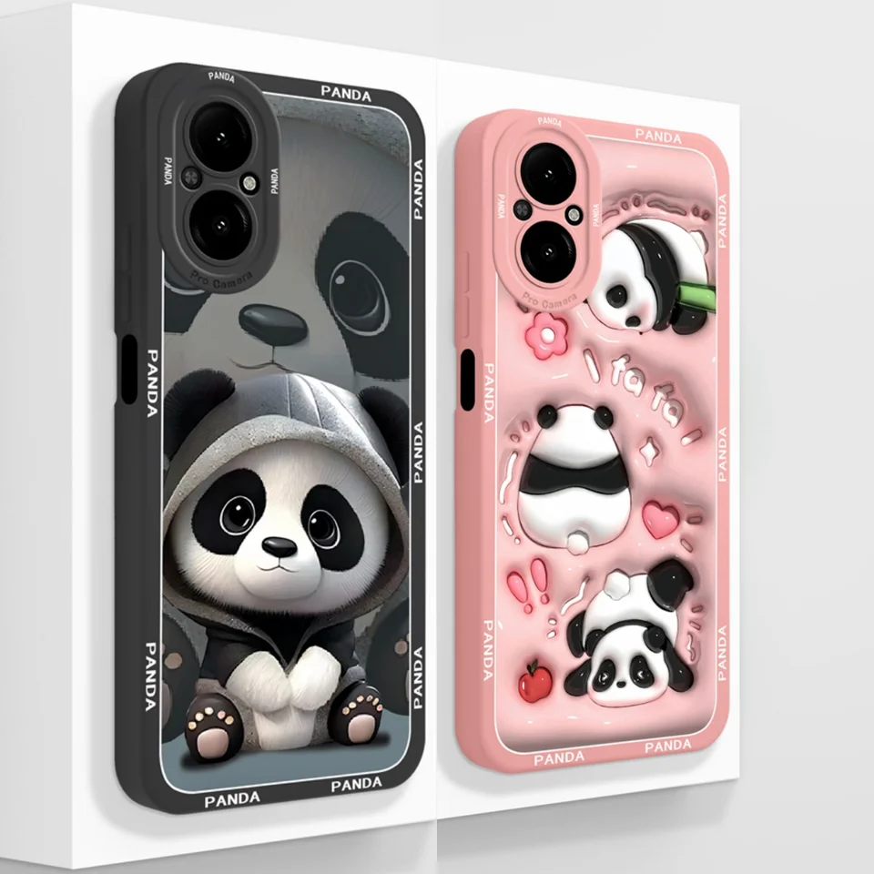 Cute Panda Case for Realme C67 Pojem telefónu pre Oppo Realme C 67 4G 5G Zadný kryt Soft Smooth Svilikón Silikónový fotoaparát