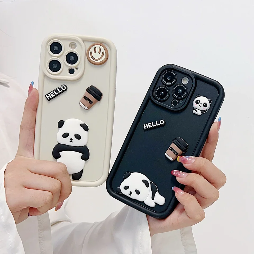 Cute Panda Silikone Case pre iPhone 15 14 13 12 11 Pro XS Max Mini xr x 8 7 6 6s Plus SE 2020 Soft