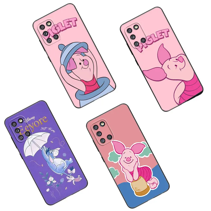 Cute Piglet Eeyore Black Silikone Pase pre Samsung Galaxy A01 A03 Core A04 E A02 A05 A10 A20 A21 A30 A50 S A6 A8 + A7 2018