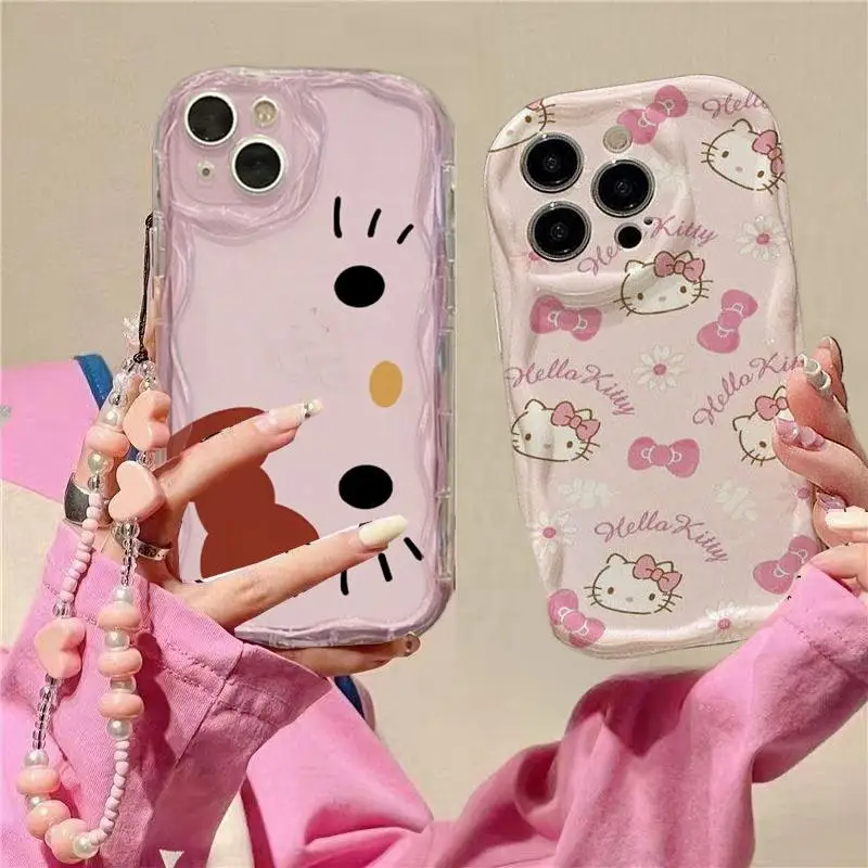 Cute Sanrio Bow Hello Kitty Chain Case pre vivo Y03 Y19S Y17S Y22S Y36 Y21 Y33S Y21S Y15S Y15A V40 Lite V29 V25 V23 V27 V30 Pro