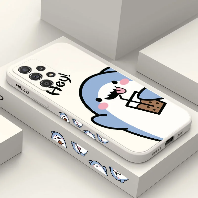 Cute Shark Case pre Samsung A54 A34 A14 A73 A53 A33 A23 A16 A13 A72 A52 A52S A32 A12 A15 A25 A35 A55 A55 A22 A06 A04 A04S 4G 5G 5G 5G 5G 5G