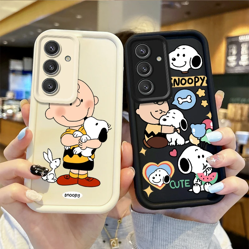 Cute Snoopy Cartoon Telefón puzdro pre Samsung Galaxy A36 A35 A34 A33 A32 5G A31 A30 A24 A23 A22 A16 A12 A50S M55 TPU Silikónový kryt