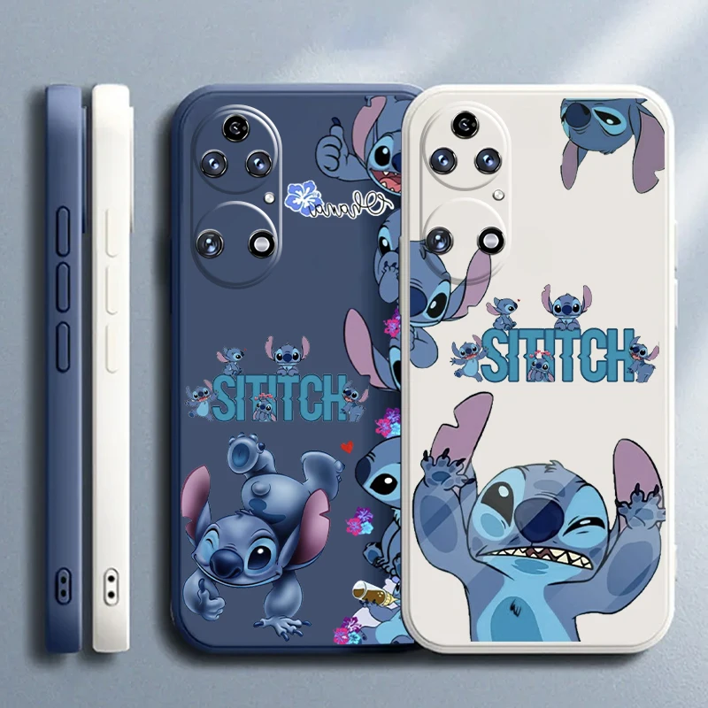 Cute Stitch Bady Disney telefónny puzdro pre Huawei P50 P50E P40 P30 P20 PRO LITE 5G P SMART ZS SOCPORPOPT Funda Liquid Silicon Soft