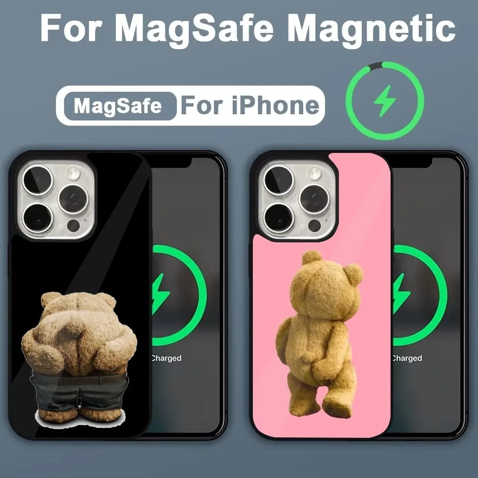 Cute T-Teds-Bear Case pre iPhone 16,15,14,13,12,11, Plus, Pro, Max, Mini Magsafe magnetické bezdrôtové nabíjanie