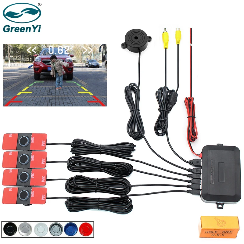 CVBS auto video parkovacie snímač reverzného radarového detektora Systém 13 mm Pôvodné ploché senzory môžu pripojiť zadnú kameru DVD monitor DVD