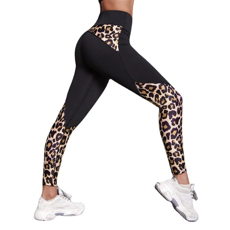 Cvičenie fitnes leggins leopard potlačené oblečenie jogy jogy sexy legíny Ženy Vysoký pás teloc