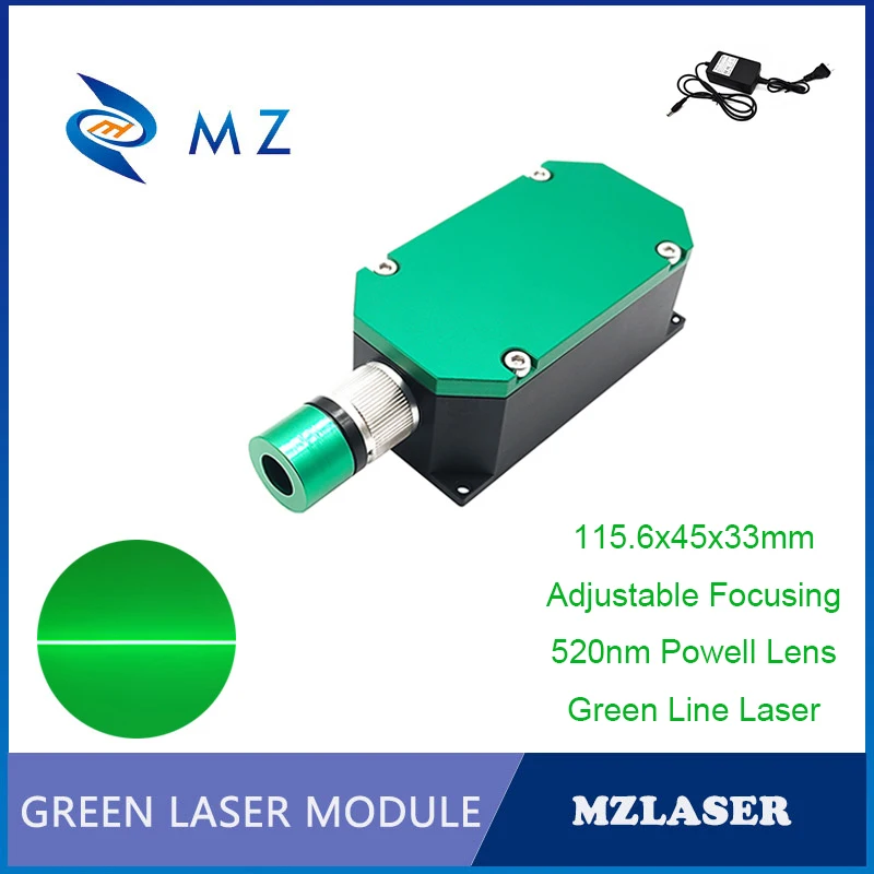 CW Green Line Laser Diode Modul Vysoký jas nastaviteľné zaostrenie 520nm 1000MW 1W 12V 24V Long Life Long Life Industrial Laser