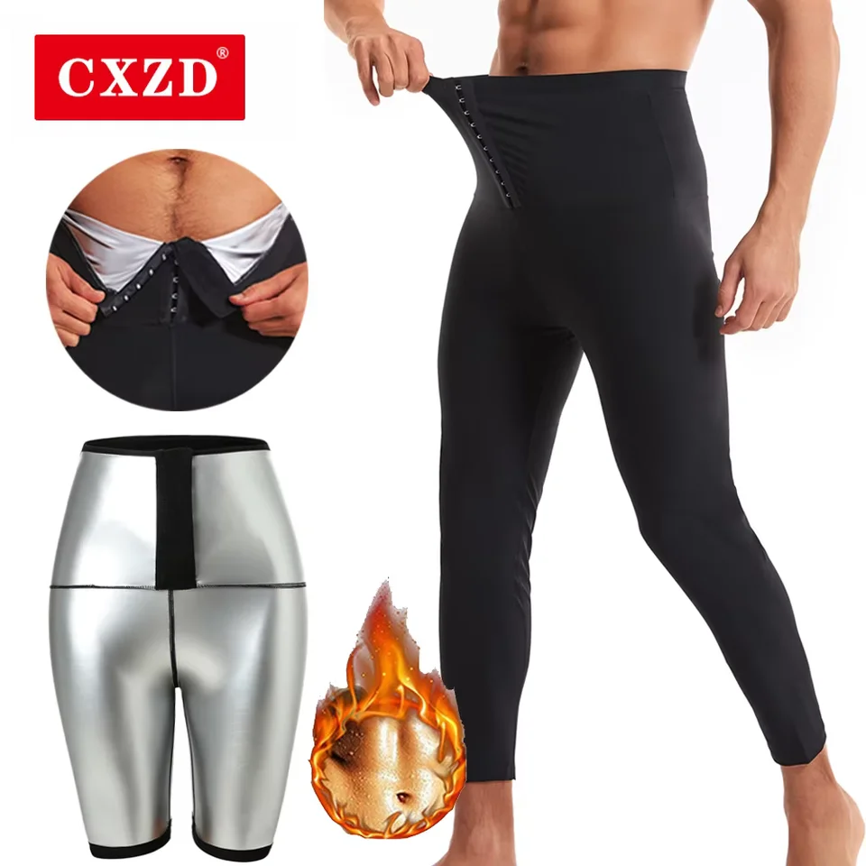 CXZD sauna potné nohavice pre mužov Fitness Leggings kompresia Hight pás tela Shapewear pás zastrihávacích tréningov Trvné oblečenie tukov