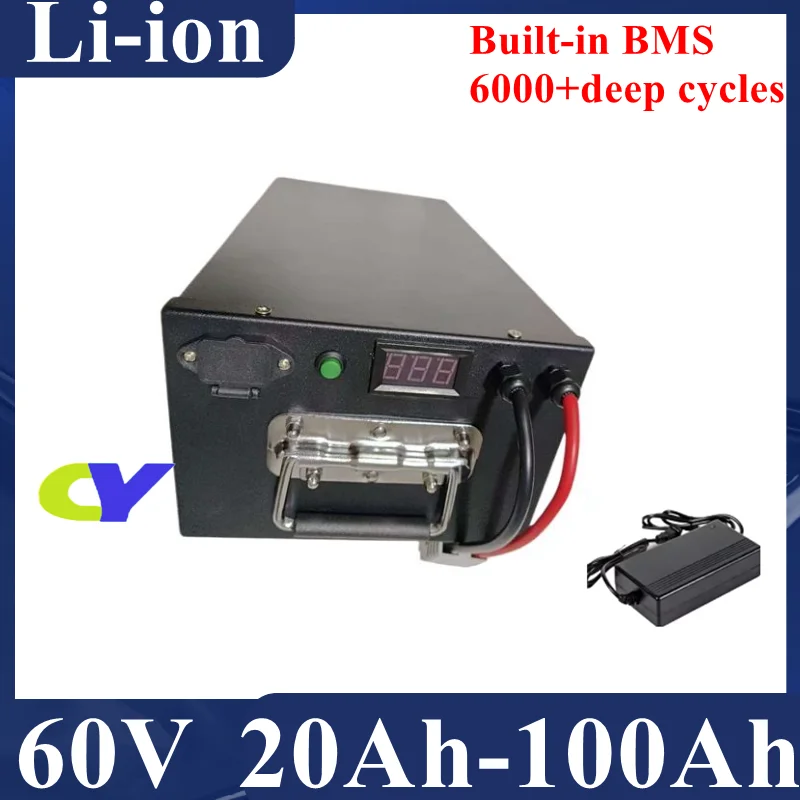 Cy batéria 60V 20AH 30AH 40AH 50AH 60AH 70AH 80AH lítium-iónovej batérie a nabíjačky vhodný pre 1 kW 2KW 3KW 4KW 5KW ELECTI.