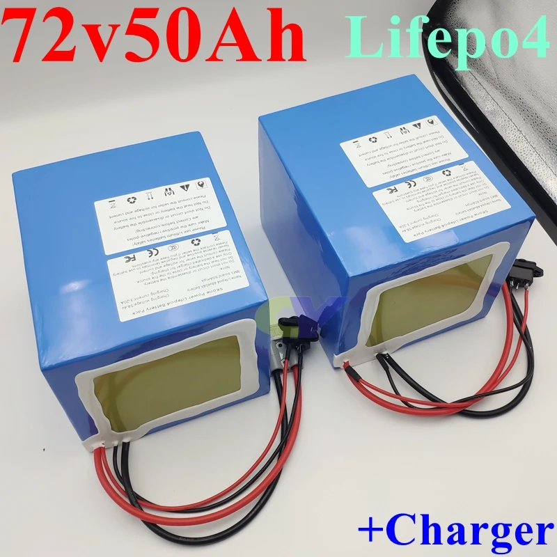 CY72V 50AH LIFEPO4 ACEC Bluetooth pour Vélo, Scooter, Moto, Camion-Grue, Chartur 10A, 5000W, 10 kW