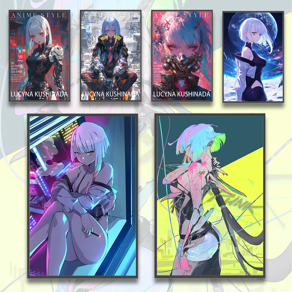 Cyberpunk Anime Self-útulný plagát HD Decor Wall Art Games tapeta počítačová izba spálne karikatúry domáce dekorácie maľba