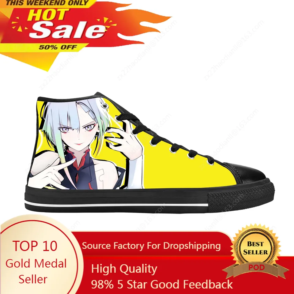 Cyberpunk edgerunners lucy japonský anime cartoon neformálne handriky topánky High Top Pohodlné priedušné 3D tlač Men Dámske tenisky