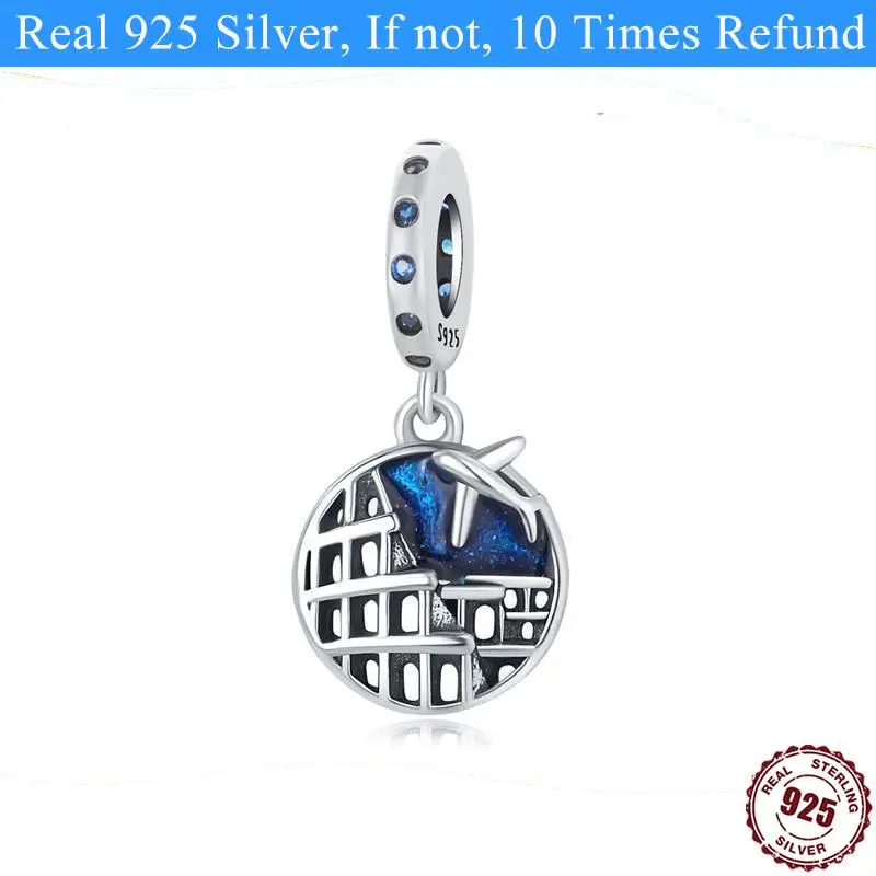 Cycuff Nový 925 Sterling Silver The Roman Colosseum prívesok korálky kúzlo Fit Original Charms Pandora náramok šperky