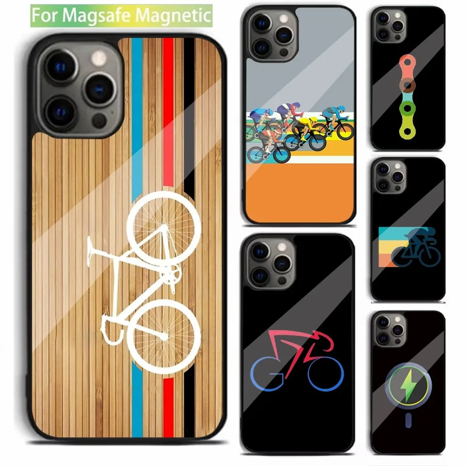 Cyklistické umelecké puzdro pre telefóny pre iPhone 16,15,14,13,12,11, plus, Pro, max, Mini Magsafe magnetické bezdrôtové nabíjanie