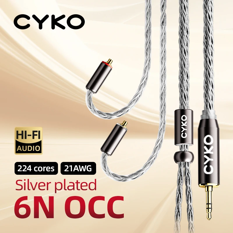 CYKO HIFI AUDIO SARPON CABLE 6N OCC IEM KABLES STRIEBAJÚCE MMCX 2PIN/0,78 4,4 mm 3,5 mm aux Jack pre karát Tangzu Fudu Hola