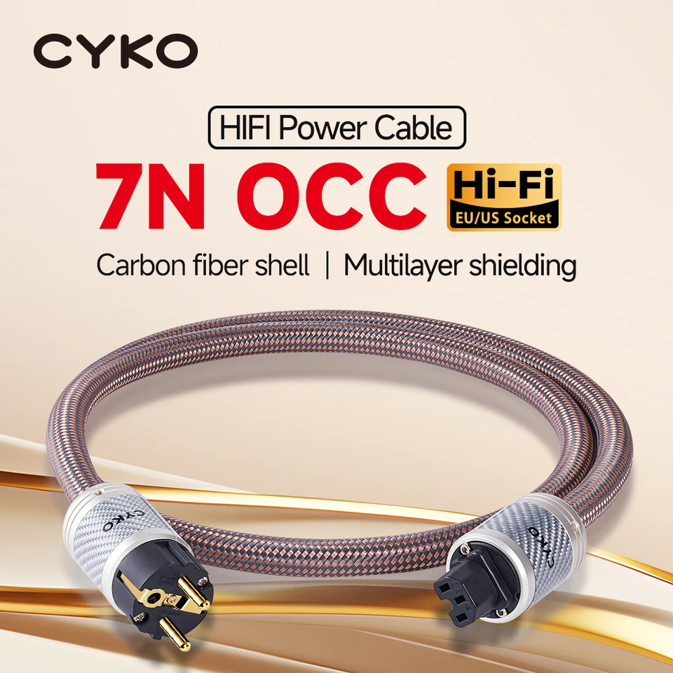Cyko napájací kábel Hifi 7n OCC Audio kábel EÚ/US VSeries Dvojité tienené uhlíkové vlákno amplifikácia