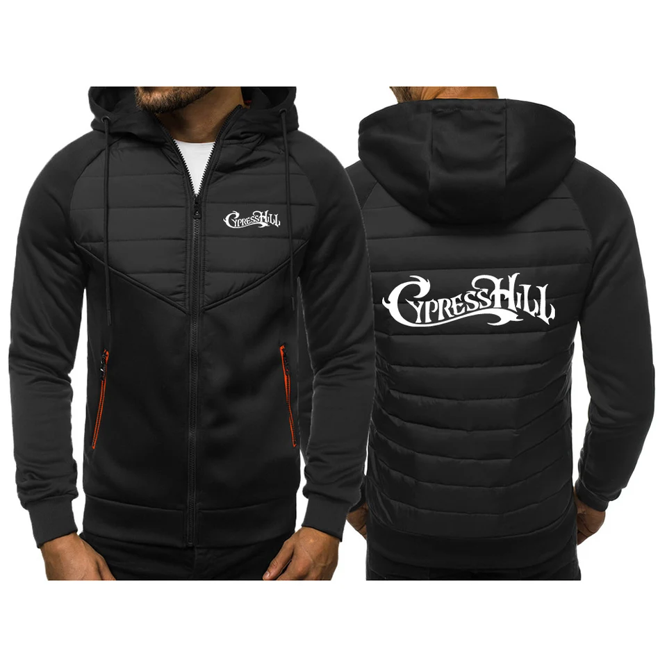 Cypress Hill 2024 Nová jarná a jesenná pánska tlač novú Stly Troj farebnú kapucňu Polded Clother Patchwork Coats