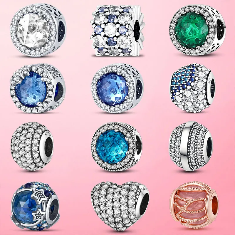 CZ BEADS S925 925 Striebro oslnivé zirkónové snehové vločky narodeninové kamenné kúzlo fit Pandora náramok strieborný S925
