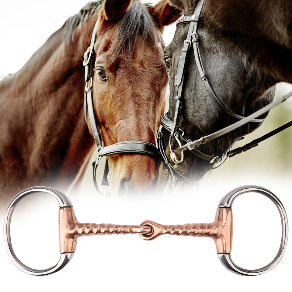 D-krúžkový jazdecký voľný prsteň plné líce gag gag ring ring bit bits koňa žuva z nehrdzavejúcej ocele Eggbutt bit bit Copper Conscrew ústa