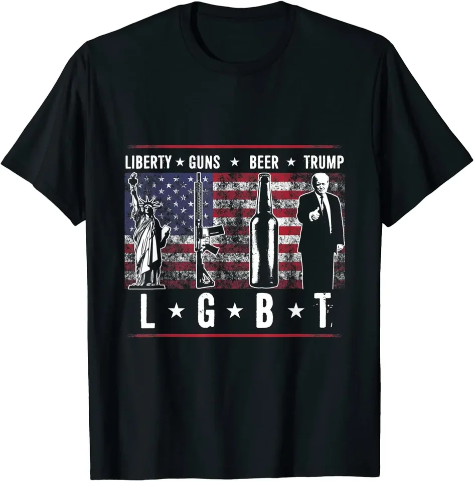 D muži oblečenie grafické tričká vtipný darček LGBT Paródia Liberty Guns Beer Trump Trhirt Tops Tops Tees Casual Men T tričká