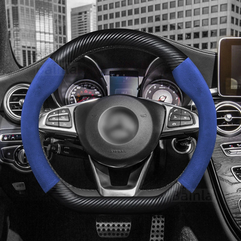 D Tvar mikrovlákna kožený kryt volantu na volant pre Mercedes-Benz AMG GT GT50 GT63 GT63S F30 E90 E60 F80 M3 Príslušenstvo automobilu