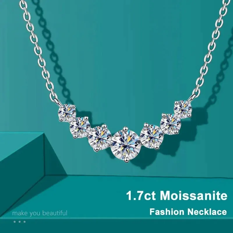 D VVS1 MOISSANITE NÁRODNOSTI PRE ŽENA Svadobné jemné šperky s certifikátmi 925 Sterling Sliver Pasted 18k biele zlato náhrdelník