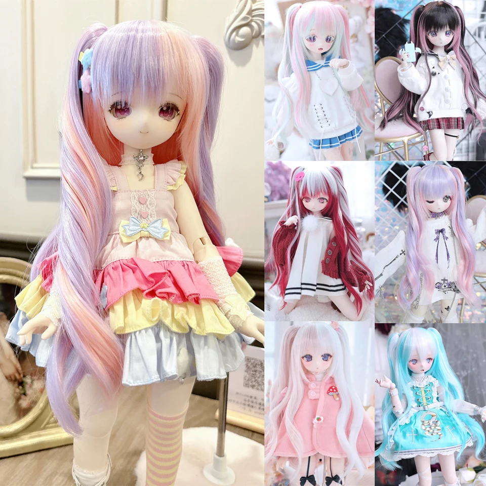 D03-C007 Deti ručne vyrobená hračka 1/3 bábiky BJD/SD Doll's Adsessory zmiešaná červená farba ružová kučeravá dvojitá comparka 1pcs
