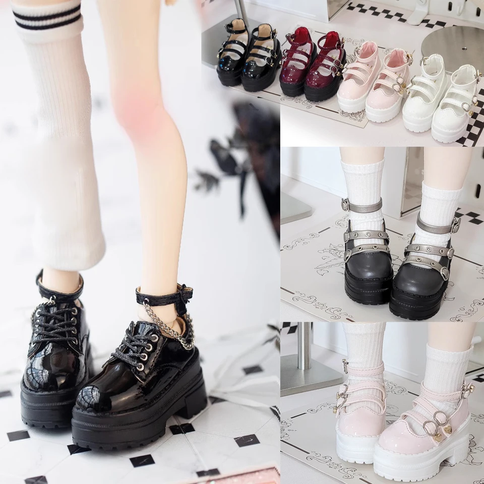 D09-P139 Deti ručne vyrobená hračka 1/4 MDD MSD BJD Doll Doll Round Round Toe Husté podošvy šnurovanie topánky 1PAir