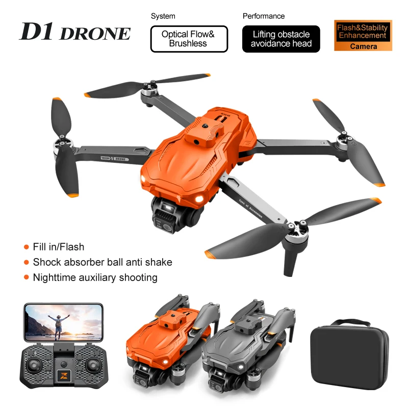 D1 Dron 8k Camera Night Vision Lights Svetlá kefy bez optického toku Aerial Photography Prekážka RC Quadcopter