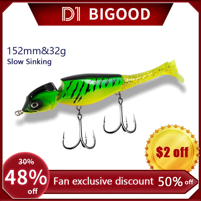 D1 Hybridný plavec pomalé potápanie Pike Rybolov tvrdé ceruzky Lázy Wobbler 152 mm 32g Paddle chvost basový slaný voda 2020 PESCA