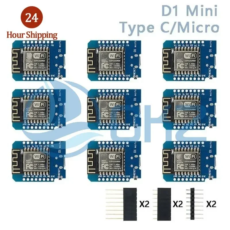 D1 Mini Nodemcu ESP8266 ESP-12 ESP-12F CH340 V2 USB WEMOS WEFI Vývojová doska D1 Mini Nodemcu Lua IOT Board 3,3V Met Pins