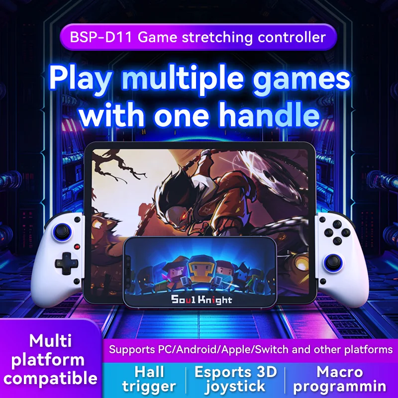 D11 mobilný telefón natiahnutím hier Controller Wireless Bluetooth PC Tablet pre prepínač/PS3/PS4 Dual Hall somatosenzory radič