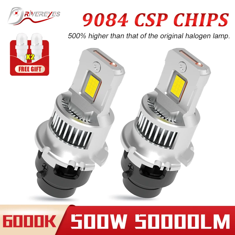 D2S D4S 500W LED auto svetlomet žiarovky CANBUS 50000LM 6000K D2R D4R LED svetlá LED auta 12V 24 V xenón HID Turbo High Low Ligh Ligh Hmlová žiarovka