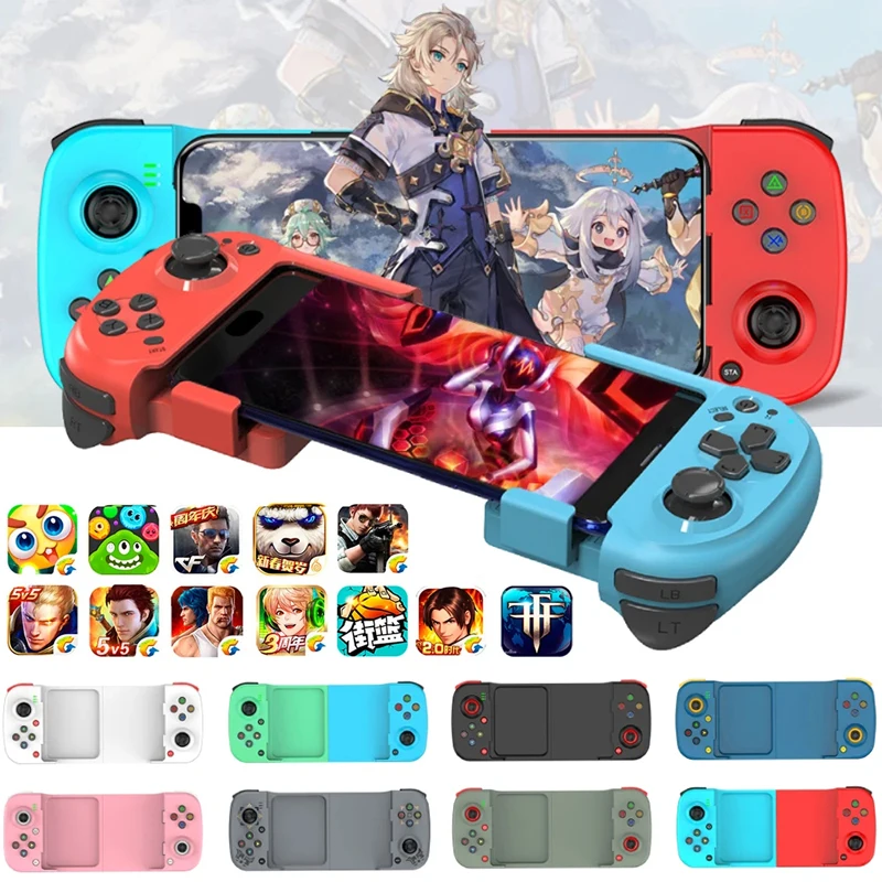 D3 Wireless Bluetooth 5.0 Ovládač hry typu C Teleskopický gamepad joystick pre Android iOS pre Switch PC Video Game Ovládač