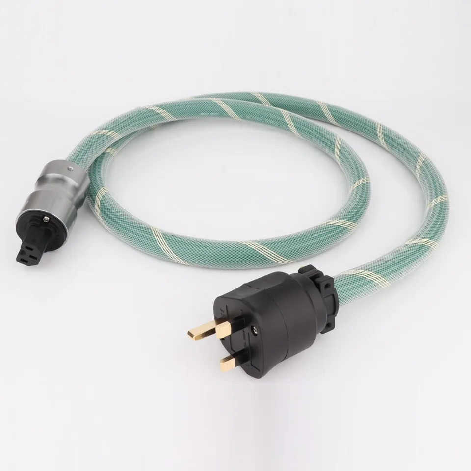 D502 Vysoko kvalitný hi-end meďný strieborný zmiešaný vodič Sentier UK 13A AC Power Cable IEC Žena HIFI AC Power Cable