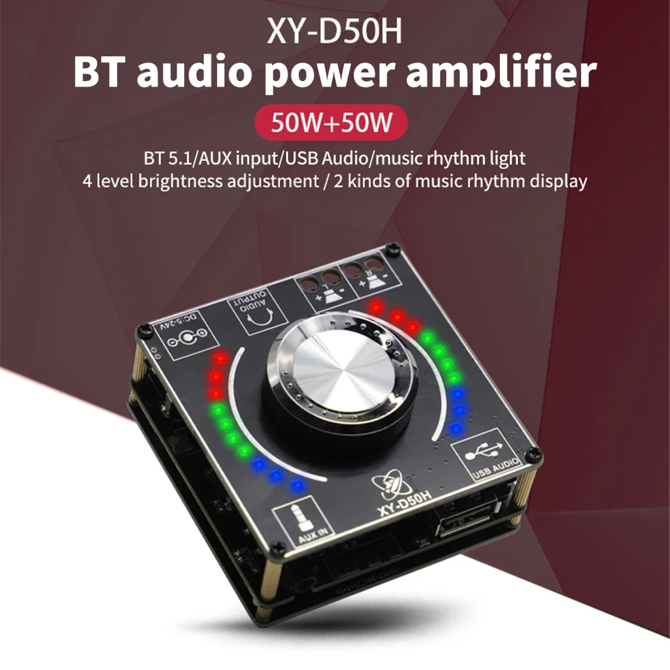 D50H Audio Decoder Modul HIFI úrovne Stereo BT zosilňovacia doska DC5-24V/5A Vzolu SPECTRUM Hudba Rhythm Light Modul TPA3116D2