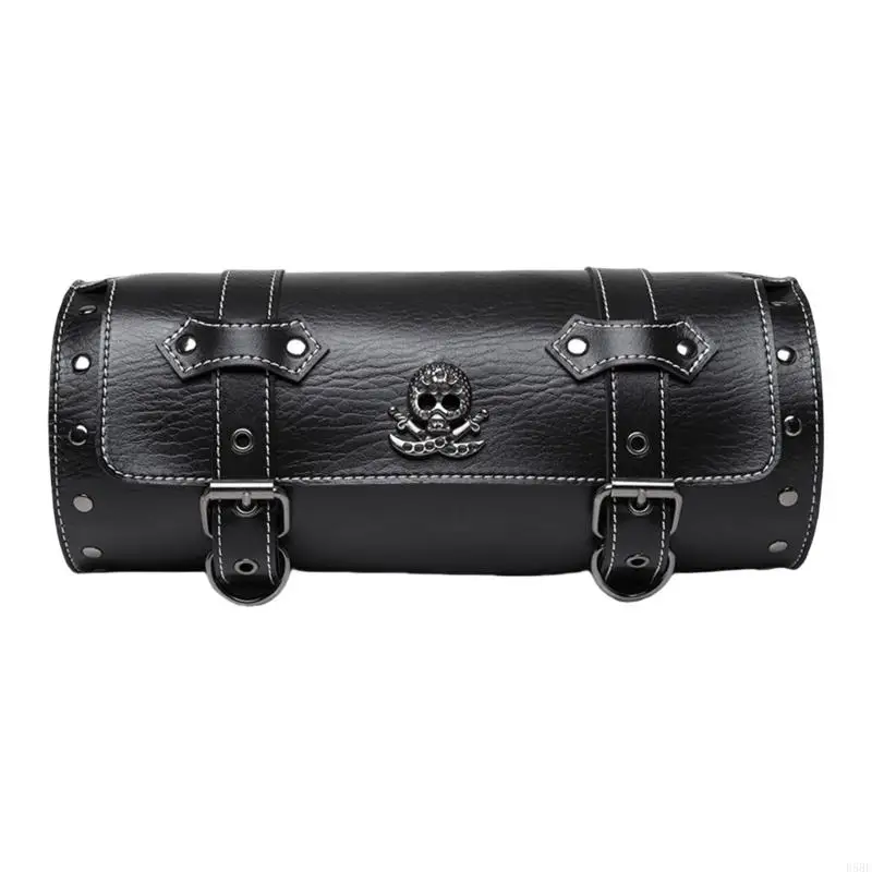 D5BE Motocykel predný vrecko na motorku s motorom Motobike Universal Tool Roll tašku Saddlebag lebka vzor PU predné vidlice vrecko na riadidlá