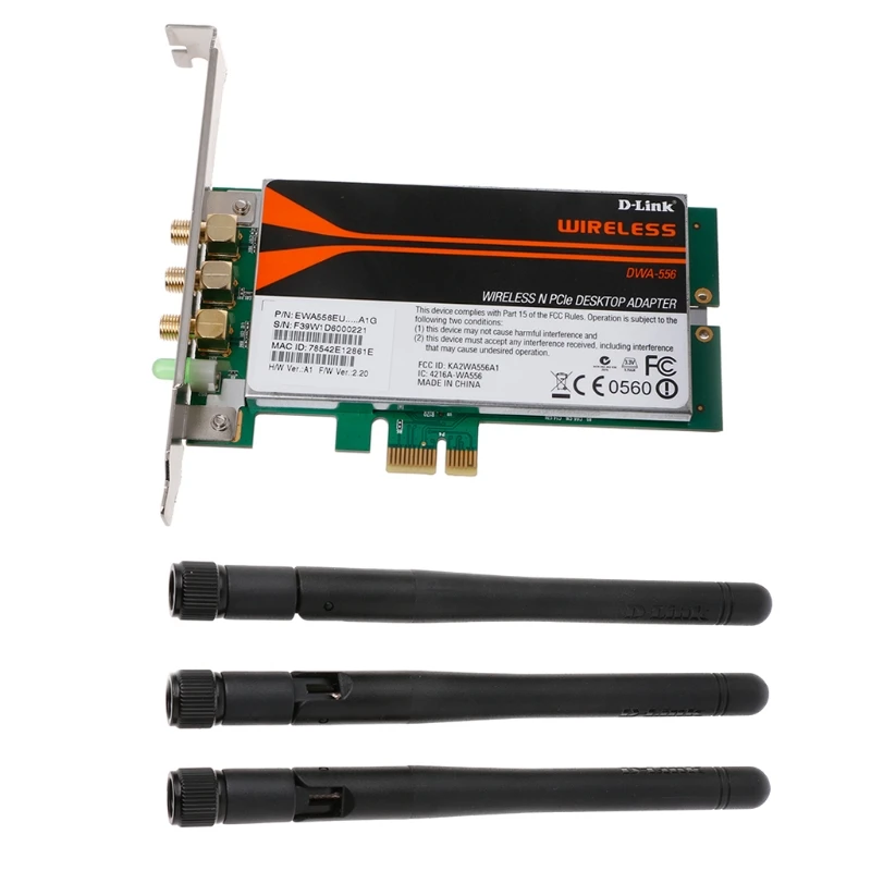 D7YC DWA-556 Wireless Xtreme N PCI-E Desktop Adapter WiFi Card Nízky profil