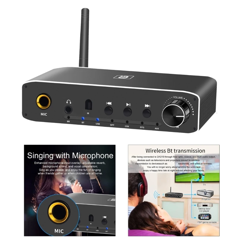 DA310 DAC BluetoothCompatibilný 5.3 Venmitter prijímača koaxiálny optický bypass Multifunkčný prevodník