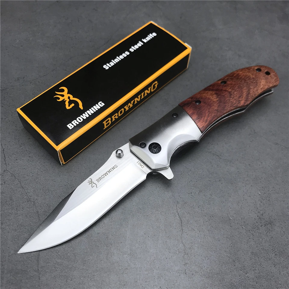 DA51 skladací nôž EDC Vysoko kvalitný prenosný prenosný 3Cr13 Blade Rosewood Ruck Tactical Knife Kemping Kemping Nôž na lov