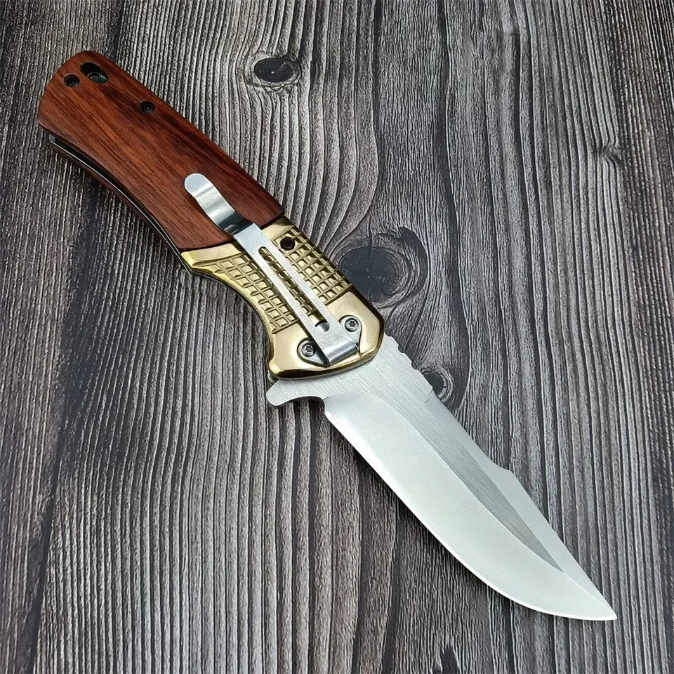 DA96 skladací vreckový nôž 5CR13MOV Oceľová čepeľ červená drevená rukoväť Outdoor Hunting Prenosné nože taktické prežitie nástroja EDC