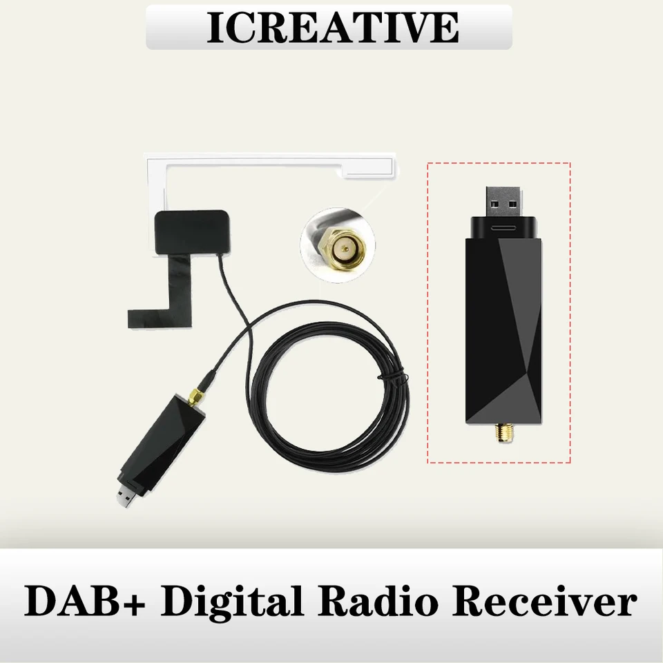 DAB/DAB + Anténa s adaptérom USB pre Európu Android Car Radio GPS Stereo prijímač Player Car DAB Box Digital Broadcast Radio