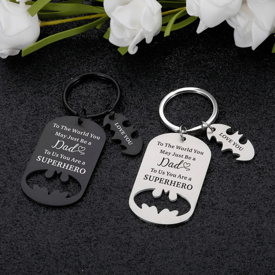 Dad Keychain, superhrdina Dad Keychain, vlastný kľúčový kľúč, personalizovaný vynikajúci kľúč