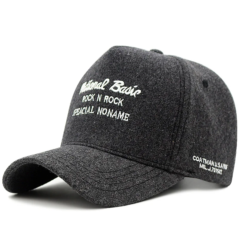 Dad Winter Felt Baseball Cap Dospelý vonku vonku teplý vlnený klobúk veľký hlavný muž plus veľkosti Snapback Caps 55-60 cm 60-65 cm